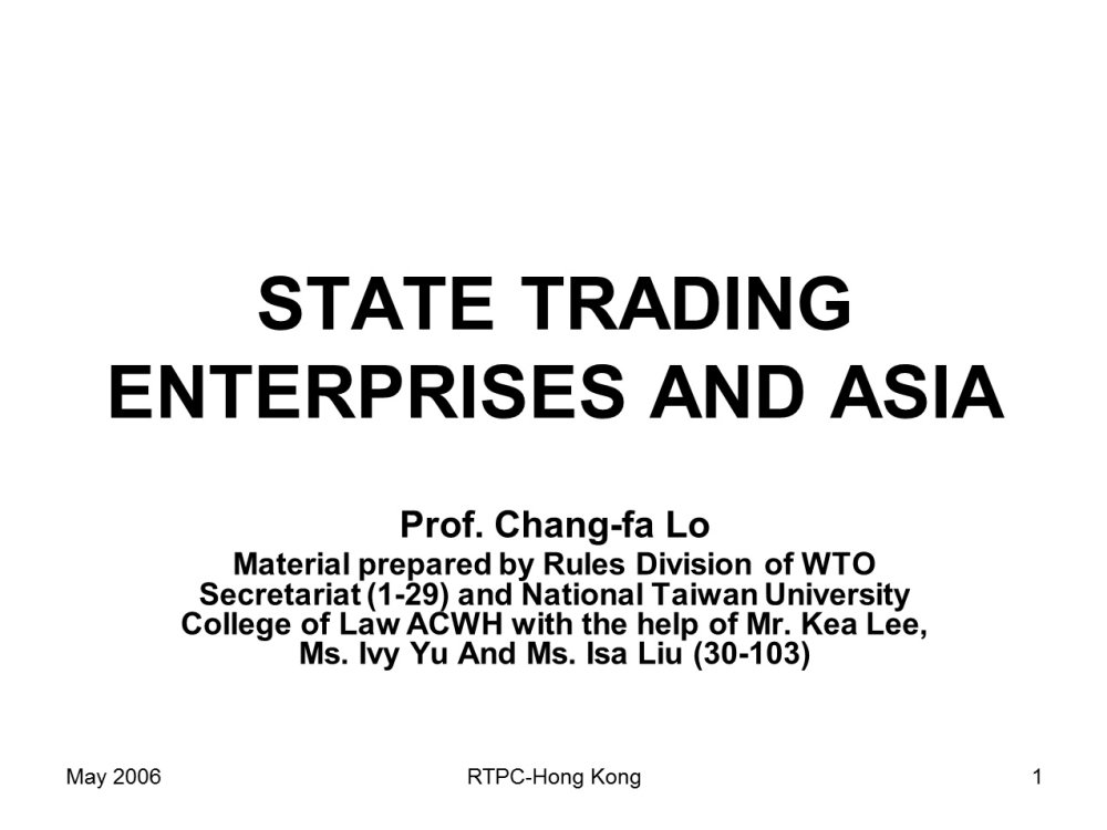 State Trading Enterprises and Asia 2006